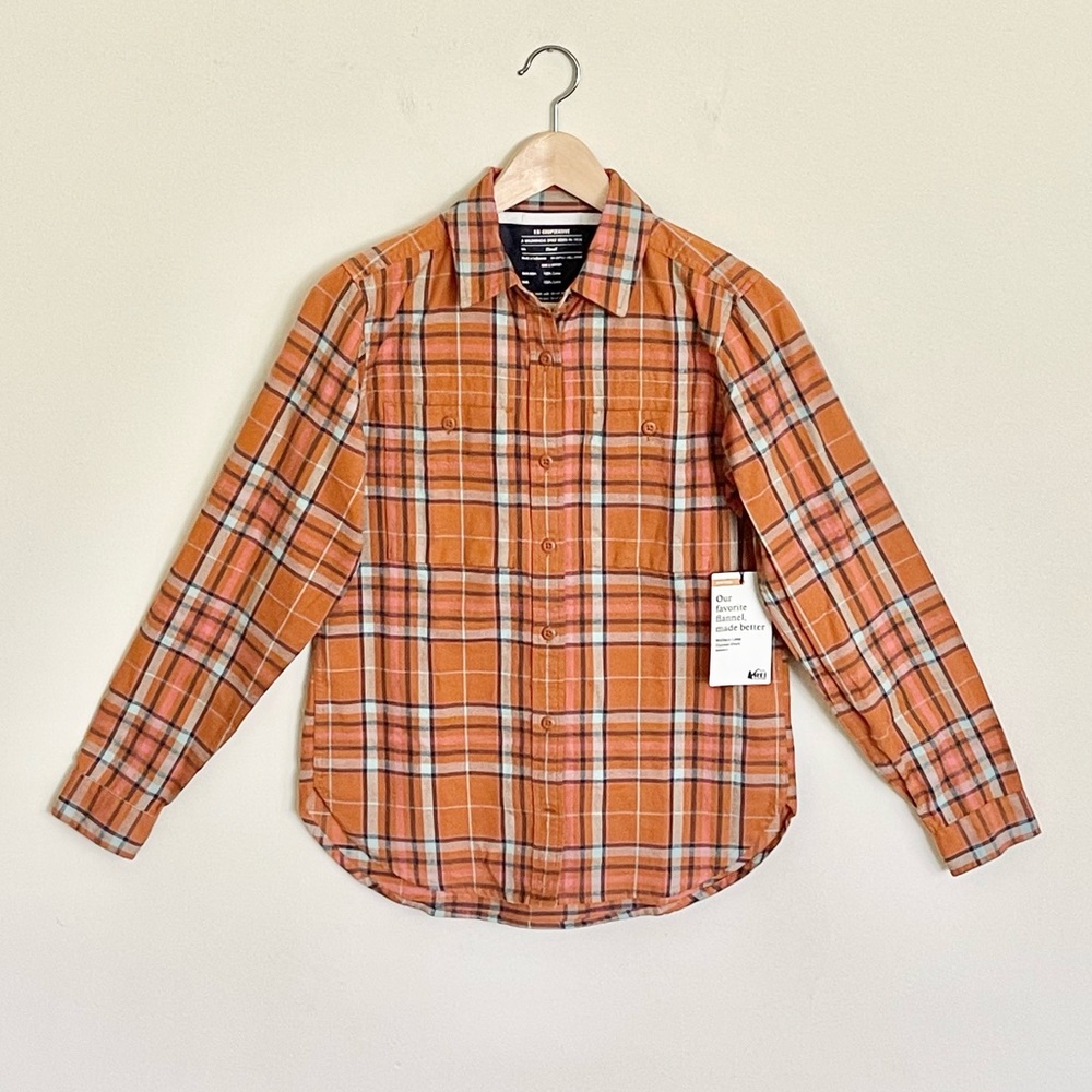 NEW REI Heritage Wallace Lake Flannel Shirt Sunset Spice Women’s size XS - Picture 2 of 11